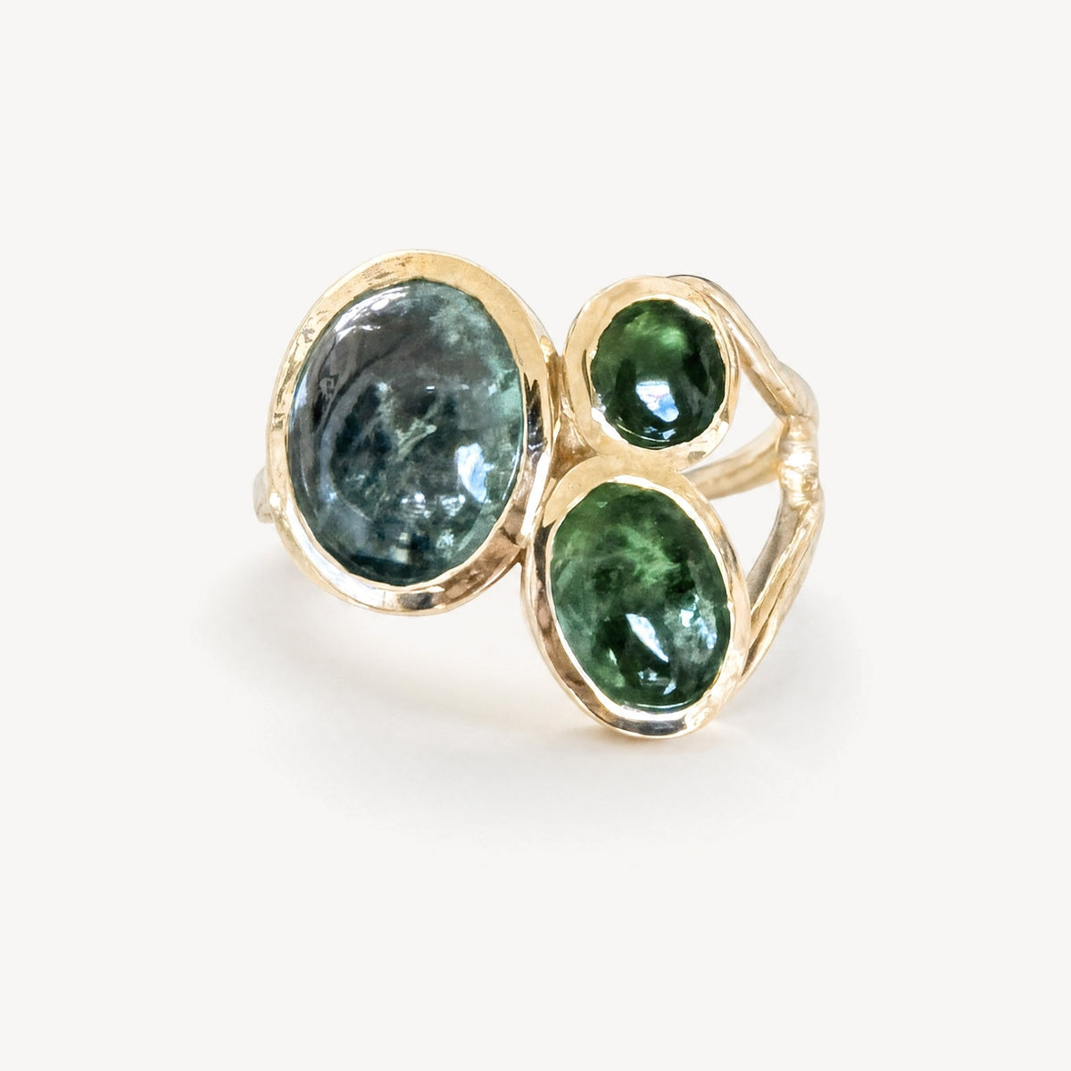 3 Stone Cabochon Ring, front