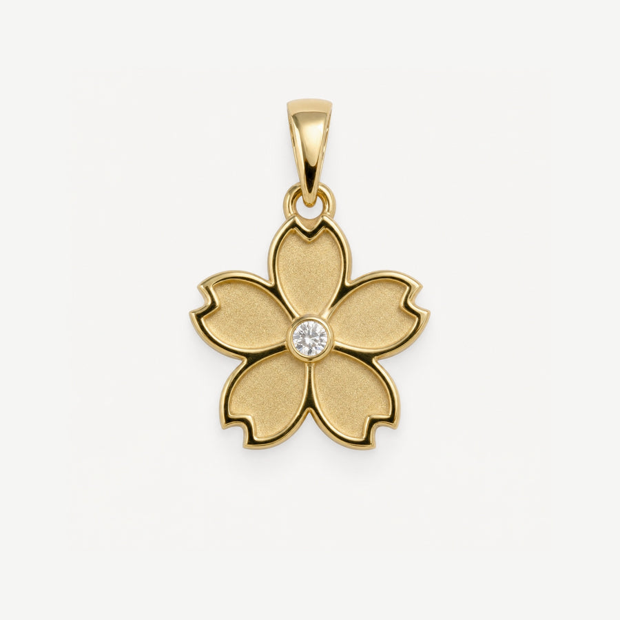 Cherry Blossom Pendant – Small, 14k yellow gold
