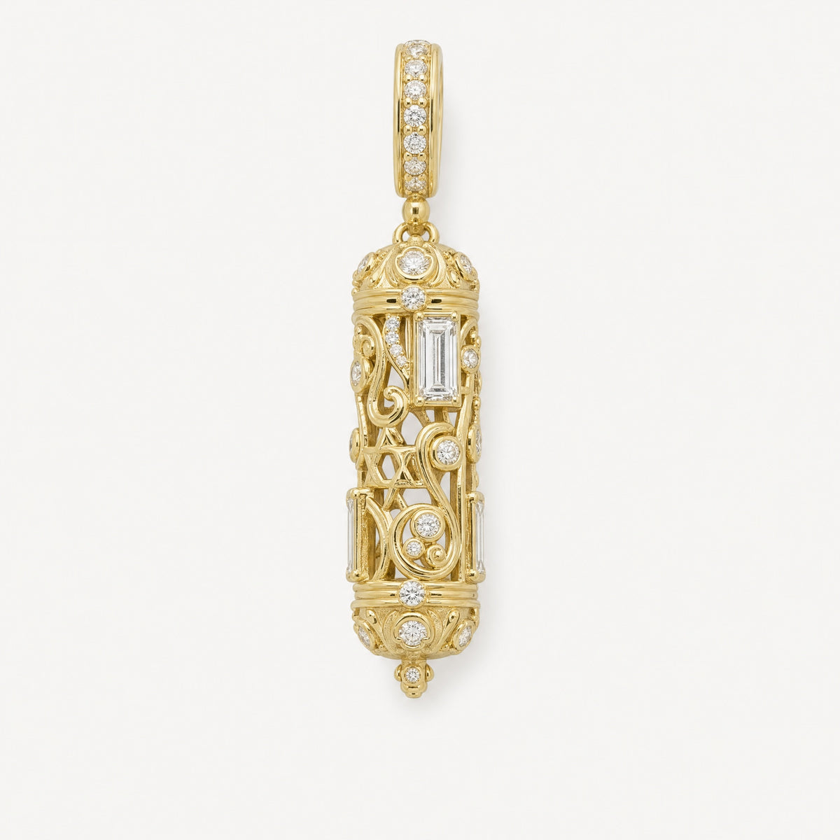 Mezuzah Pendant in 14k yellow gold
