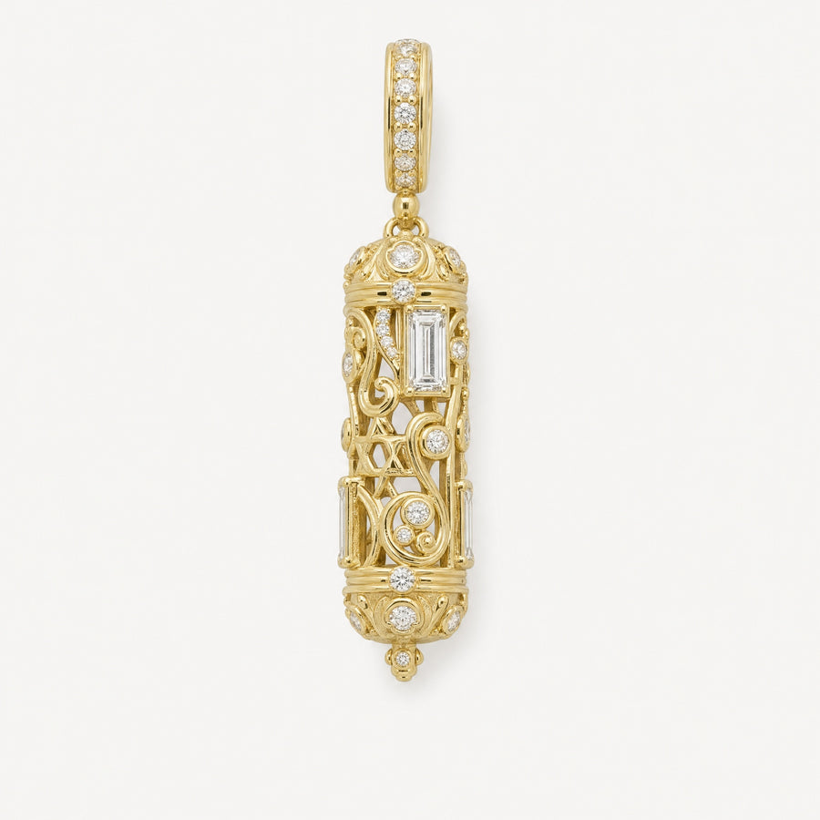 Mezuzah Pendant in 14k yellow gold