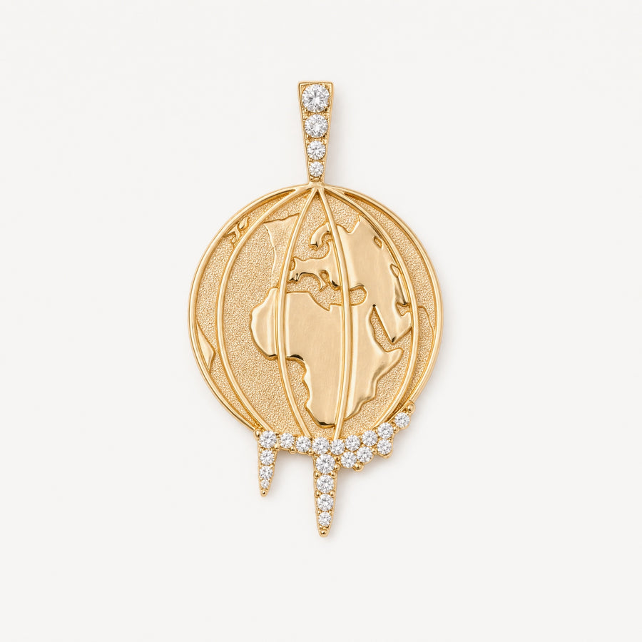 Globe Pendant in 14k yellow gold