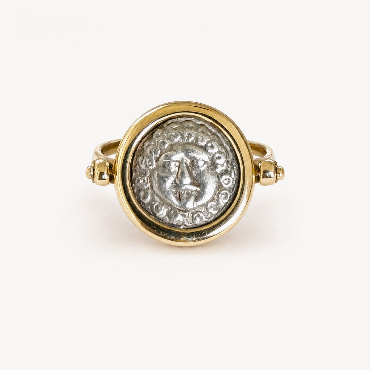 Ancient Medusa Coin Flip Ring, front