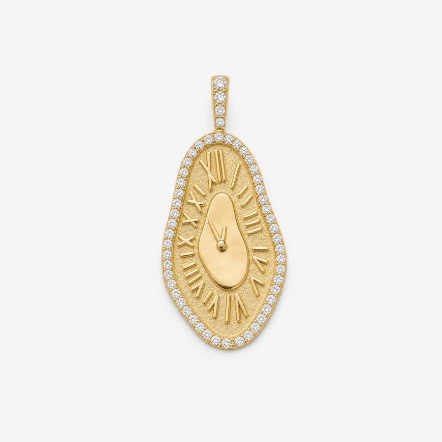 Melting Clock Pendant – Small, 14k yellow gold
