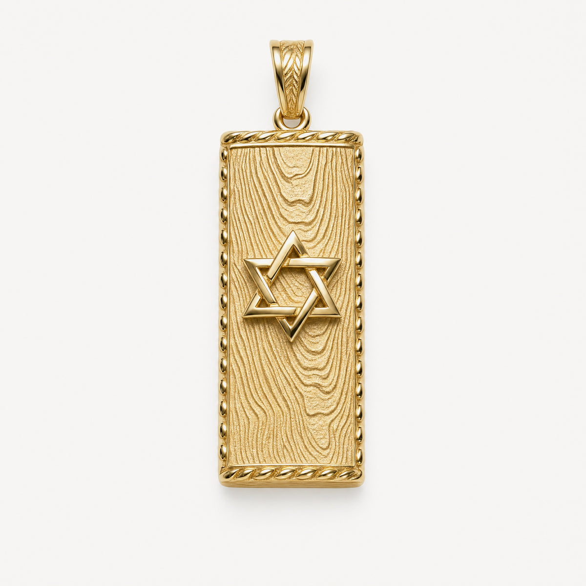 Wood Mezuzah Pendant in 14k yellow gold