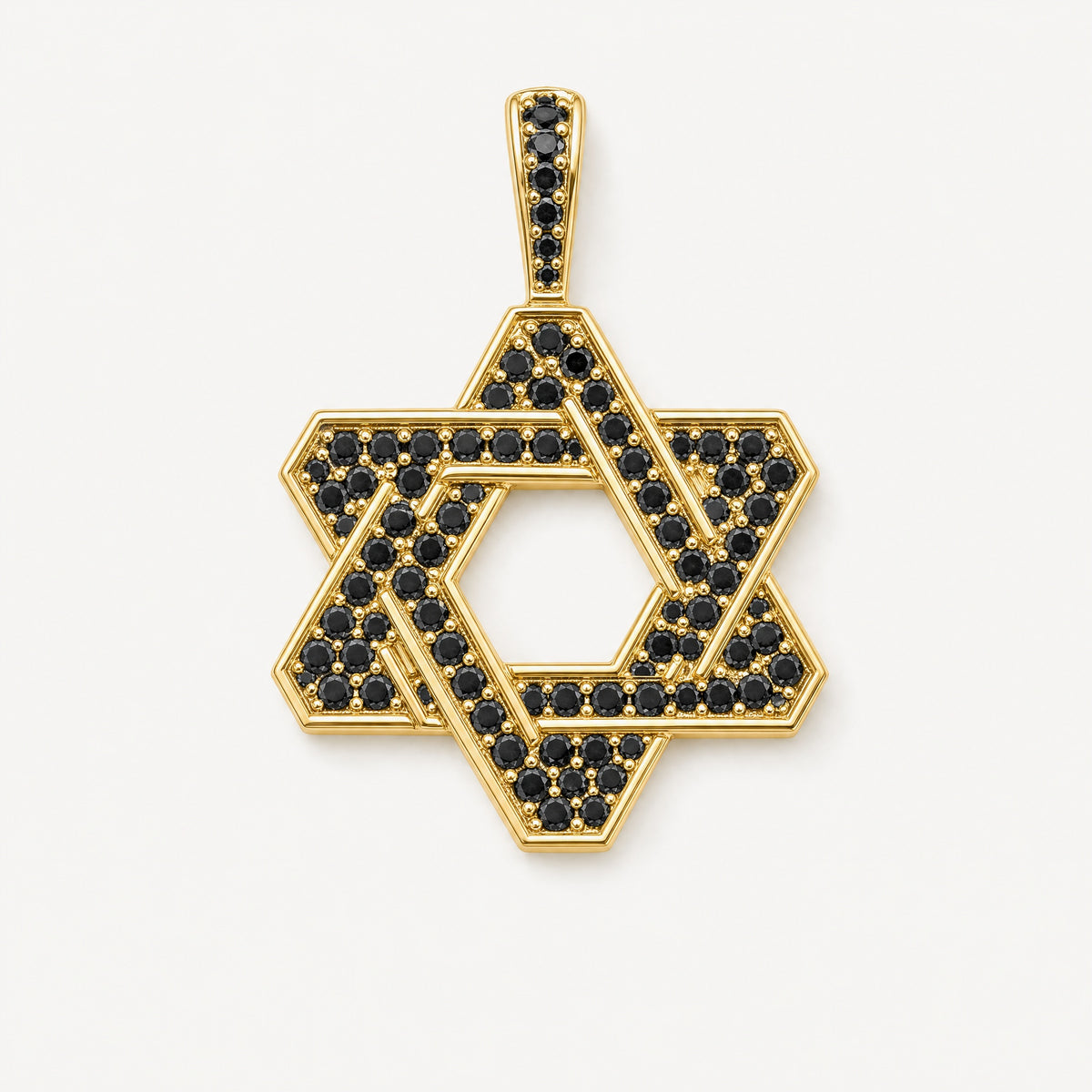 Star of David Pendant – Black Diamond in 14k yellow gold