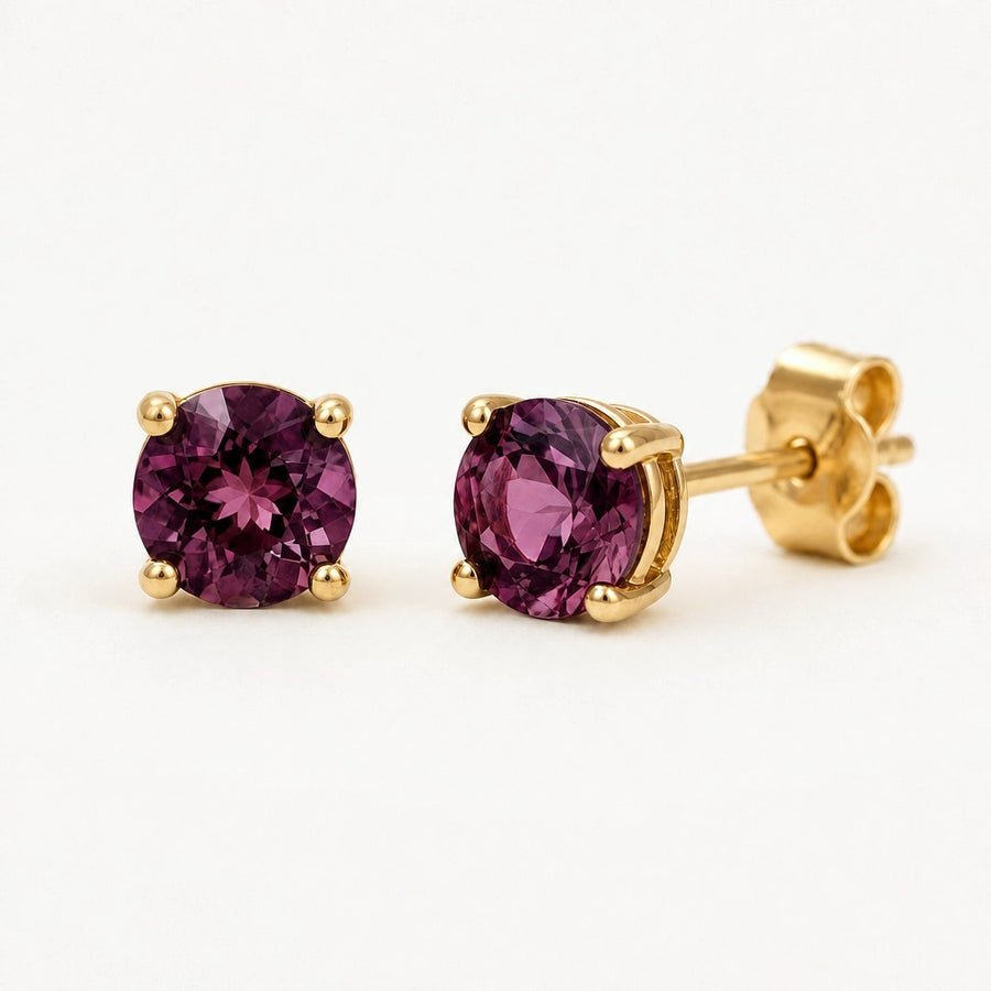 Grape Garnet Stud Earrings in 14k yellow gold