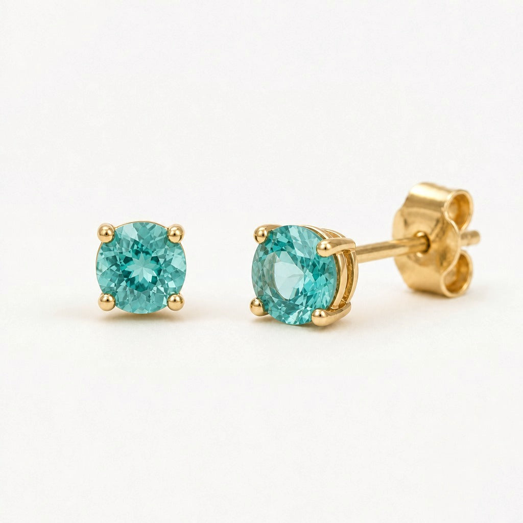 Kornerupine Stud Earrings in 14k yellow gold