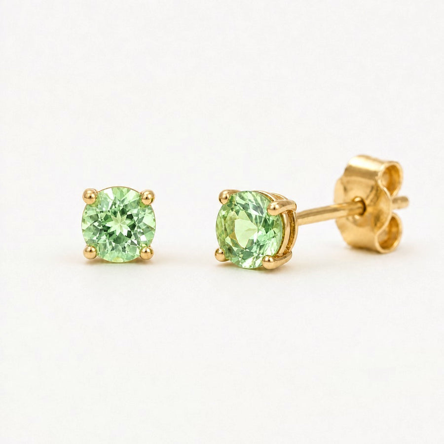 Mint Garnet Stud Earrings in 14k yellow gold