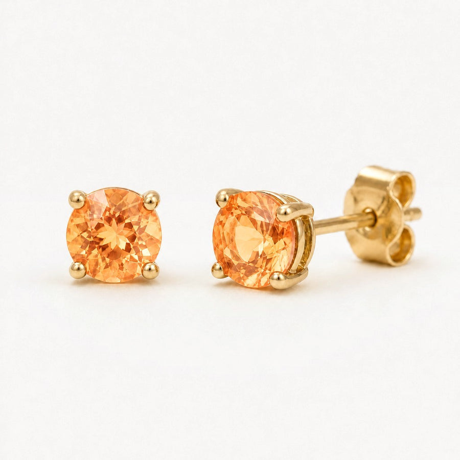 Spessartine Garnet Stud Earrings in 14k yellow gold