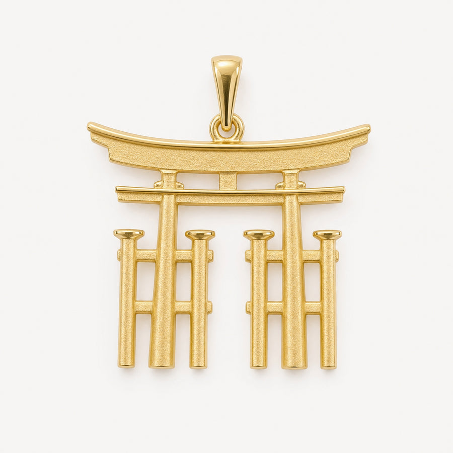 Torii Gate Pendant in 14k yellow gold