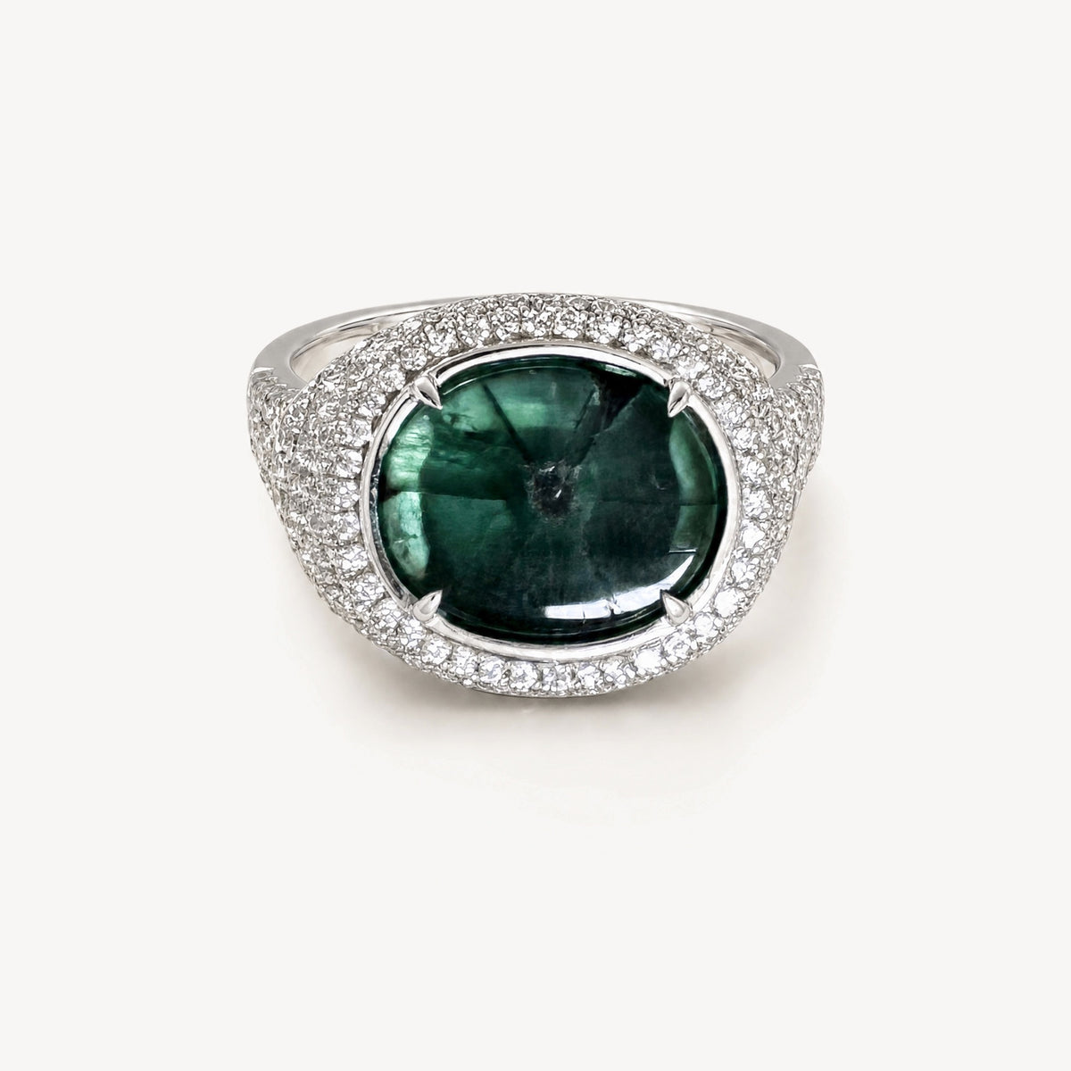 Trapiche Emerald Star Ring, front